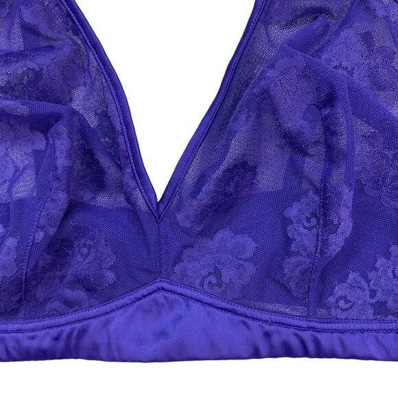 Savage X Fenty Strap Up Lace Bralette Bra 2X Taboo Blue Logo Sexy Romantic - Picture 9 of 11